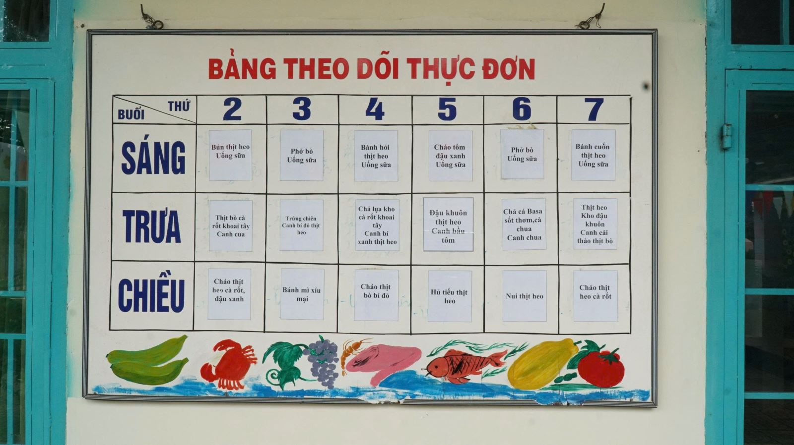 Thực đơn phong phú đa dạng của một trường học tại Đắk Lắk.