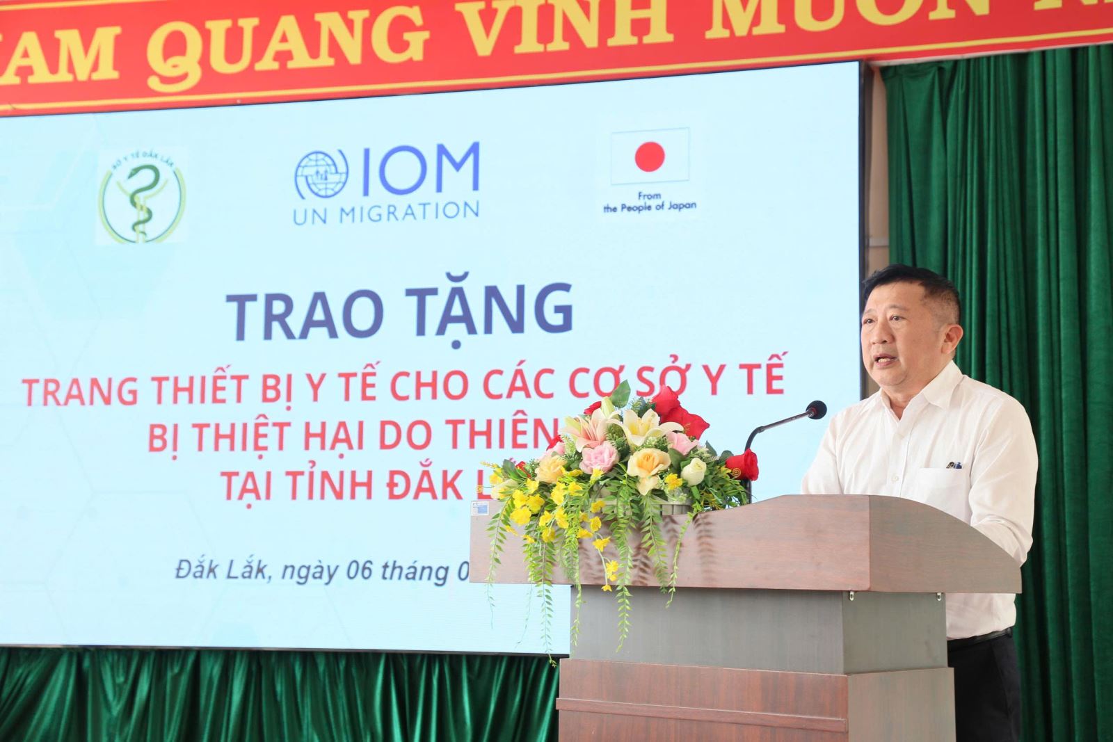 Ông Phạm Minh Hữu - Phó Giám đốc Sở Y tế tỉnh Đắk Lắk phát biểu tại lễ tiếp nhận